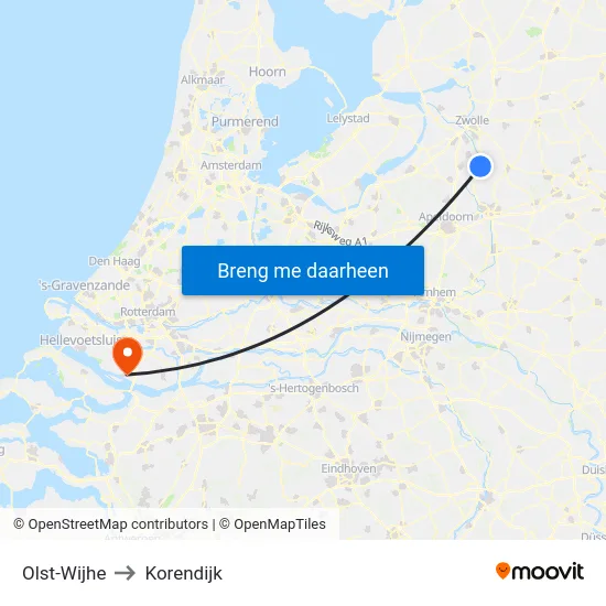 Olst-Wijhe to Korendijk map