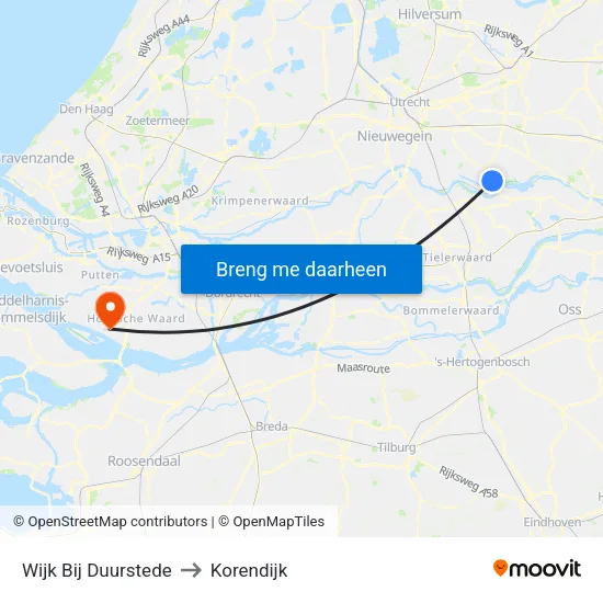 Wijk Bij Duurstede to Korendijk map