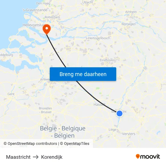 Maastricht to Korendijk map