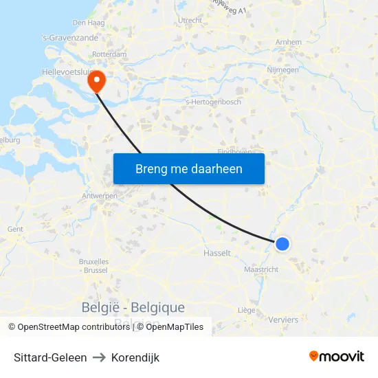 Sittard-Geleen to Korendijk map