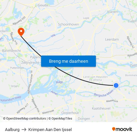 Aalburg to Krimpen Aan Den Ijssel map