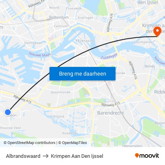 Albrandswaard to Krimpen Aan Den Ijssel map