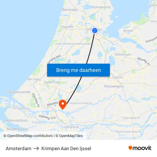 Amsterdam to Krimpen Aan Den Ijssel map