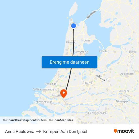 Anna Paulowna to Krimpen Aan Den Ijssel map