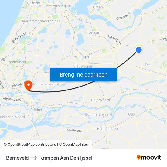 Barneveld to Krimpen Aan Den Ijssel map