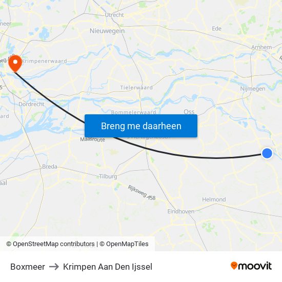 Boxmeer to Krimpen Aan Den Ijssel map