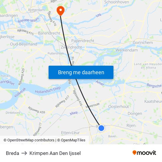 Breda to Krimpen Aan Den Ijssel map