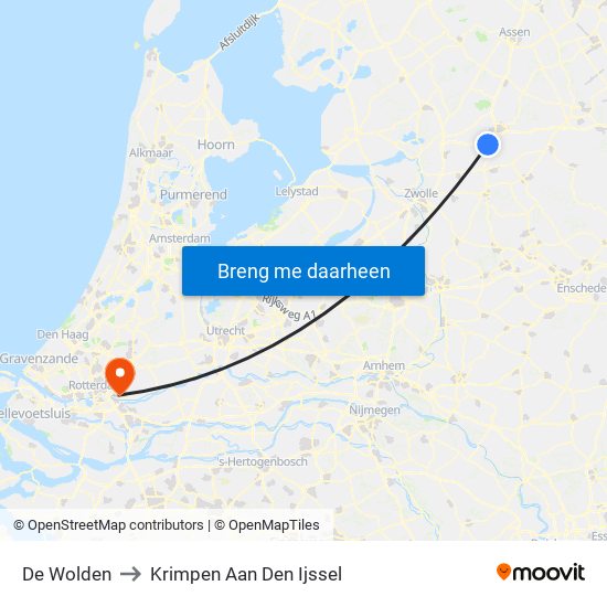 De Wolden to Krimpen Aan Den Ijssel map