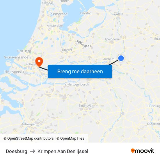 Doesburg to Krimpen Aan Den Ijssel map
