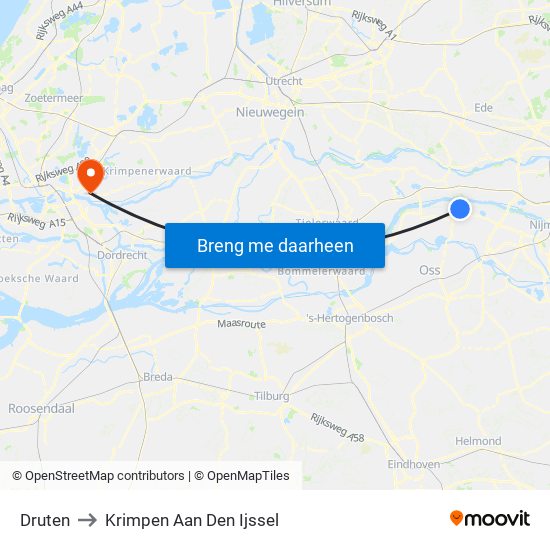 Druten to Krimpen Aan Den Ijssel map