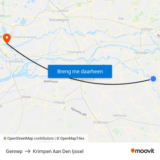 Gennep to Krimpen Aan Den Ijssel map