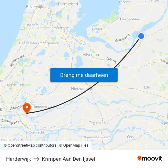 Harderwijk to Krimpen Aan Den Ijssel map