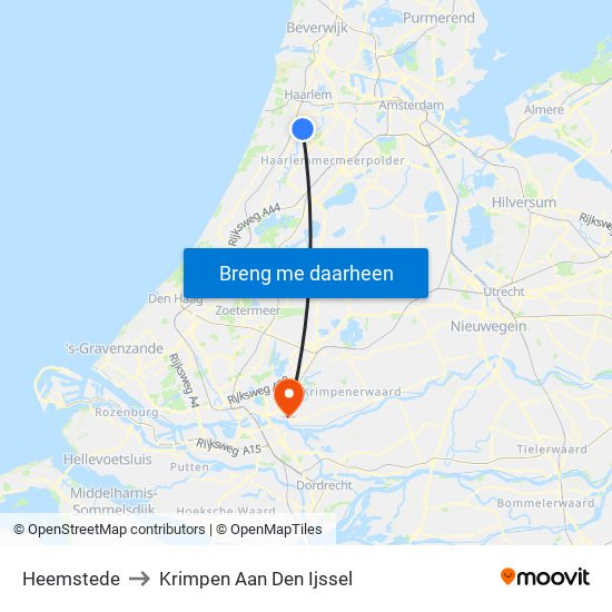 Heemstede to Krimpen Aan Den Ijssel map