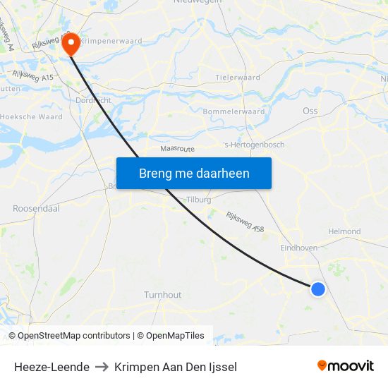 Heeze-Leende to Krimpen Aan Den Ijssel map