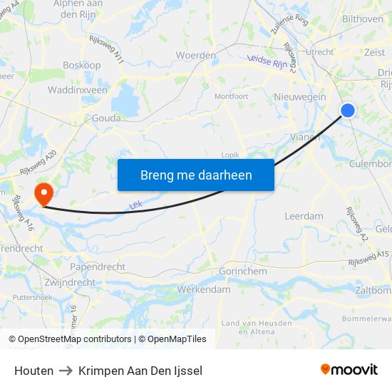 Houten to Krimpen Aan Den Ijssel map