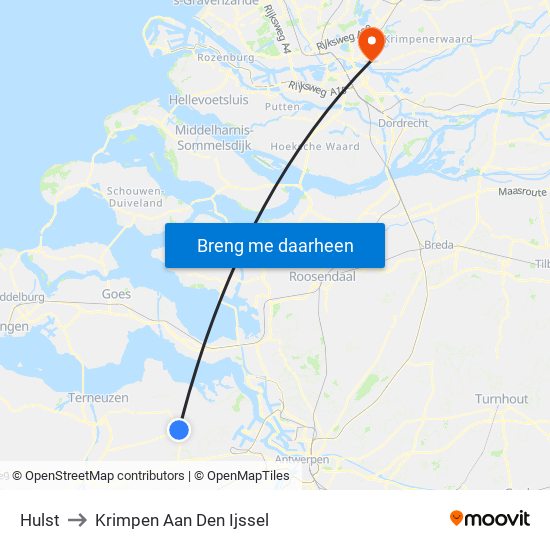 Hulst to Krimpen Aan Den Ijssel map