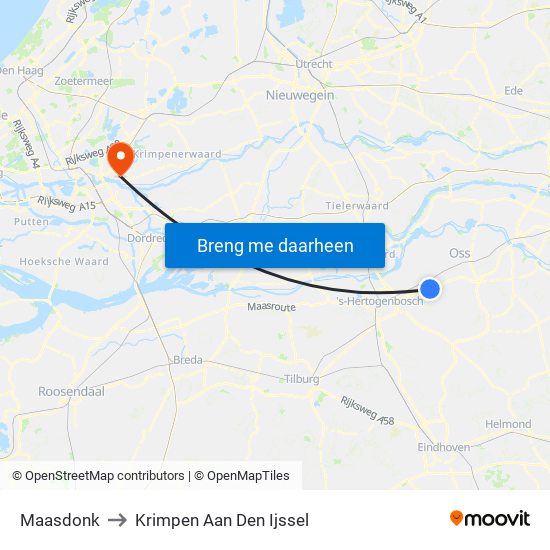 Maasdonk to Krimpen Aan Den Ijssel map