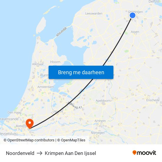 Noordenveld to Krimpen Aan Den Ijssel map