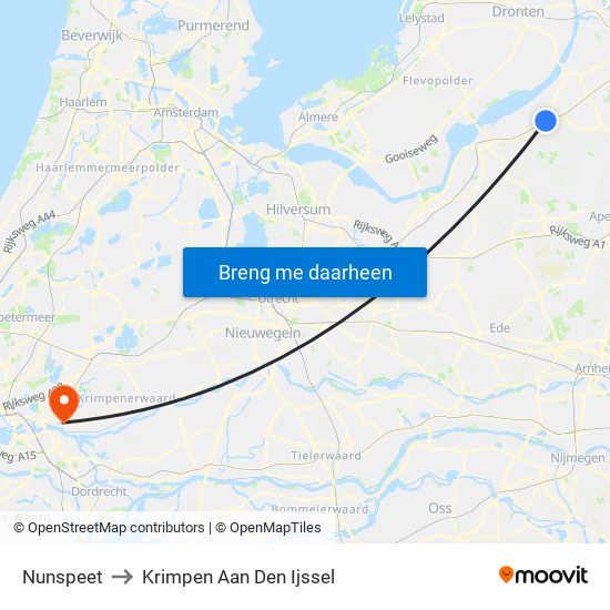 Nunspeet to Krimpen Aan Den Ijssel map