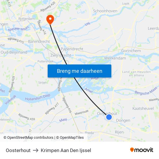 Oosterhout to Krimpen Aan Den Ijssel map