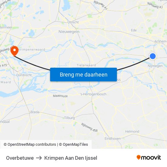 Overbetuwe to Krimpen Aan Den Ijssel map