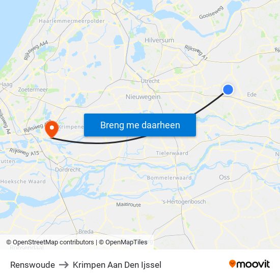 Renswoude to Krimpen Aan Den Ijssel map