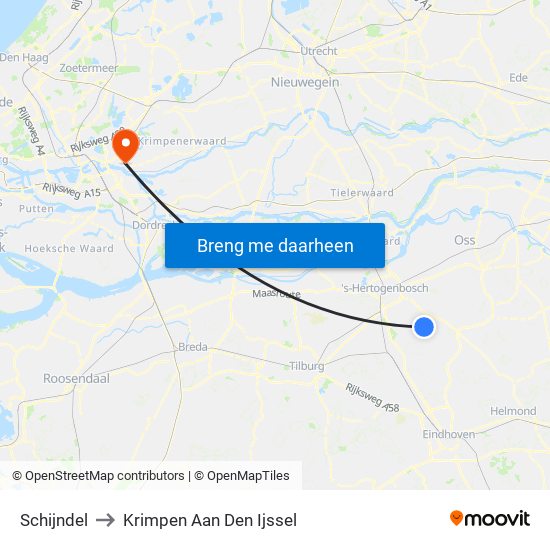 Schijndel to Krimpen Aan Den Ijssel map