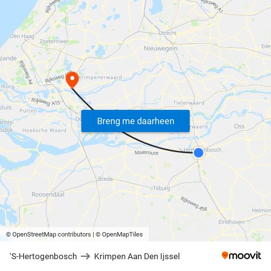 'S-Hertogenbosch to Krimpen Aan Den Ijssel map