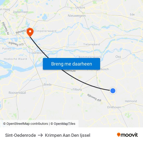 Sint-Oedenrode to Krimpen Aan Den Ijssel map
