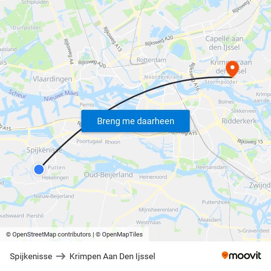 Spijkenisse to Krimpen Aan Den Ijssel map