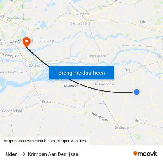 Uden to Krimpen Aan Den Ijssel map