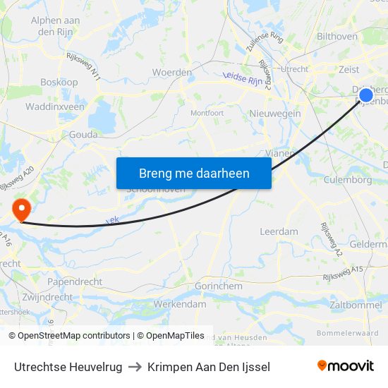 Utrechtse Heuvelrug to Krimpen Aan Den Ijssel map