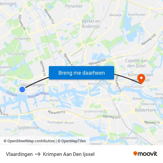 Vlaardingen to Krimpen Aan Den Ijssel map