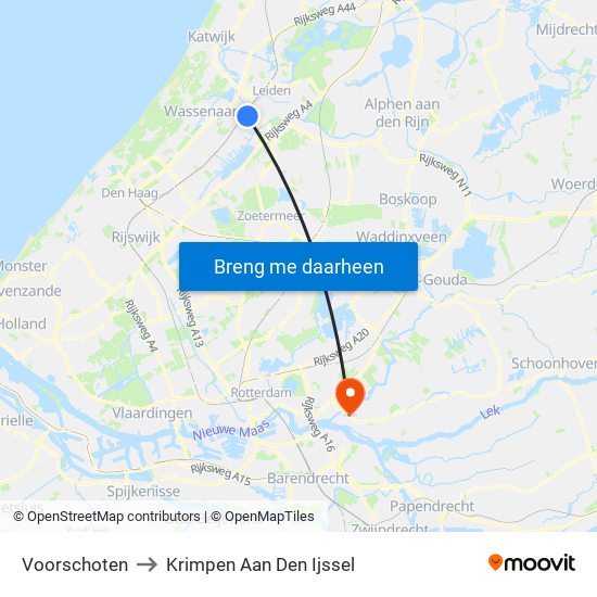 Voorschoten to Krimpen Aan Den Ijssel map