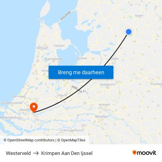 Westerveld to Krimpen Aan Den Ijssel map