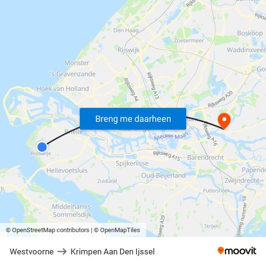 Westvoorne to Krimpen Aan Den Ijssel map