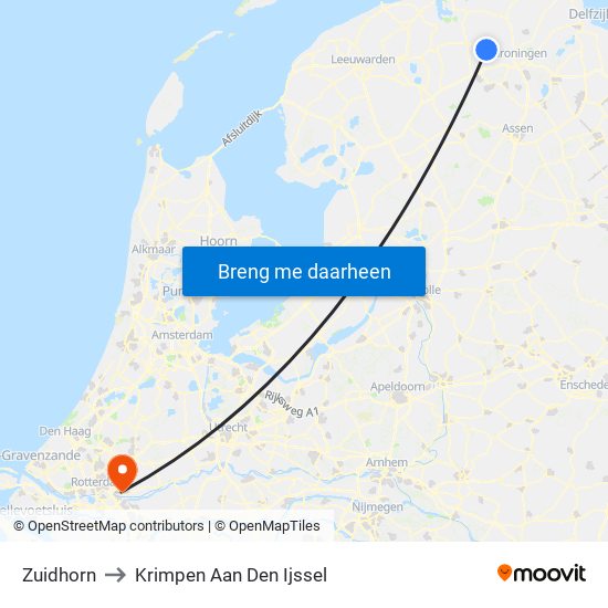 Zuidhorn to Krimpen Aan Den Ijssel map