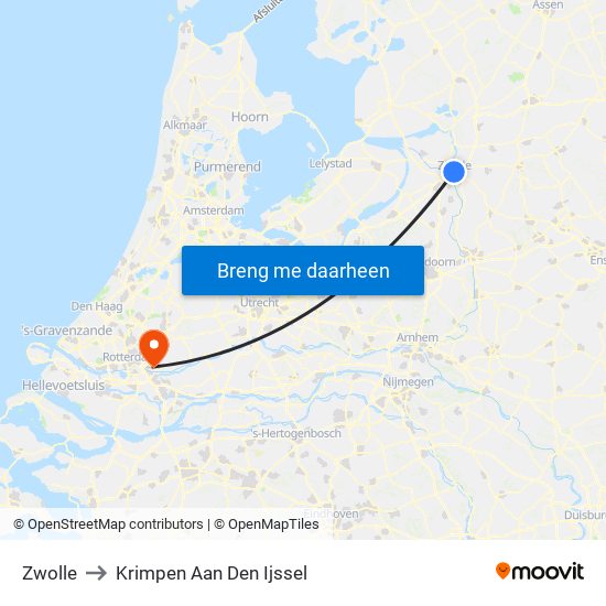 Zwolle to Krimpen Aan Den Ijssel map