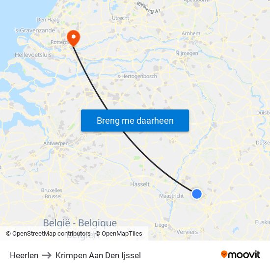 Heerlen to Krimpen Aan Den Ijssel map