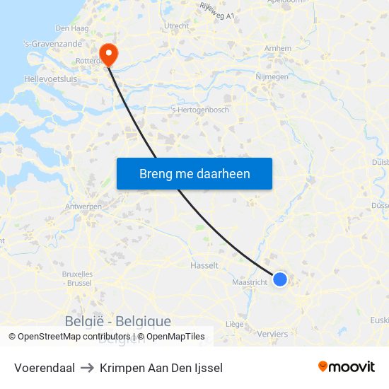 Voerendaal to Krimpen Aan Den Ijssel map