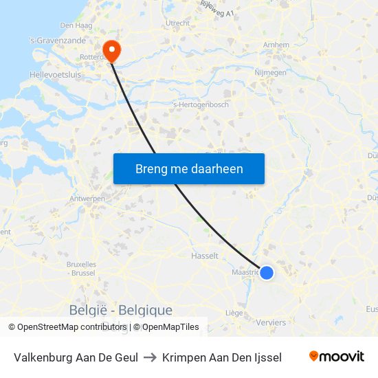 Valkenburg Aan De Geul to Krimpen Aan Den Ijssel map