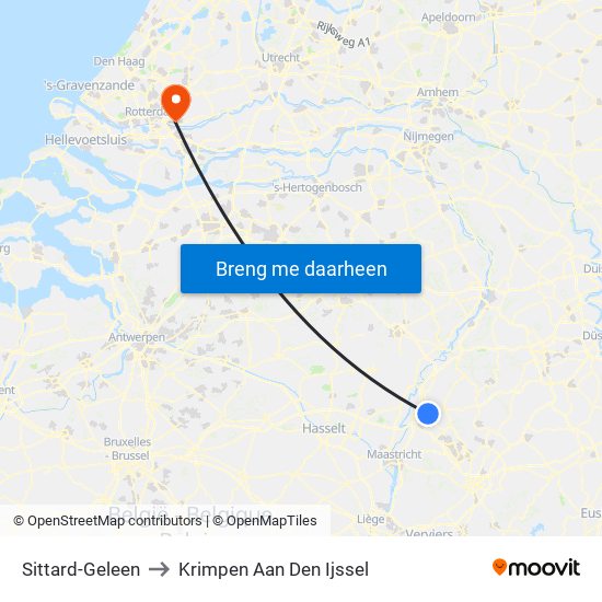 Sittard-Geleen to Krimpen Aan Den Ijssel map