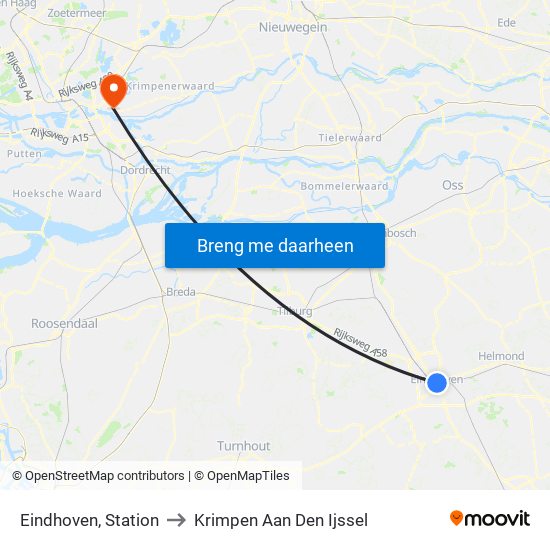 Eindhoven, Station to Krimpen Aan Den Ijssel map