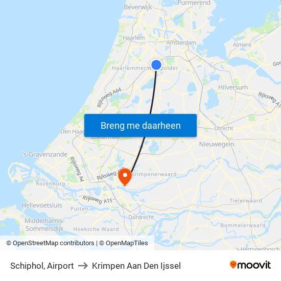 Schiphol, Airport to Krimpen Aan Den Ijssel map