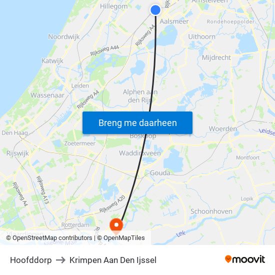 Hoofddorp to Krimpen Aan Den Ijssel map