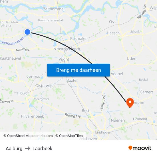 Aalburg to Laarbeek map
