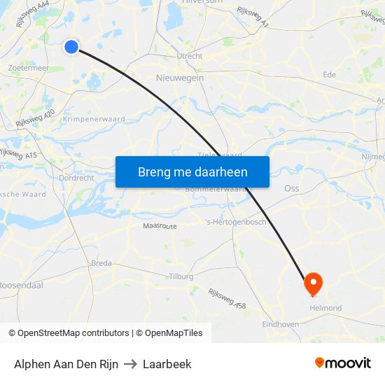 Alphen Aan Den Rijn to Laarbeek map