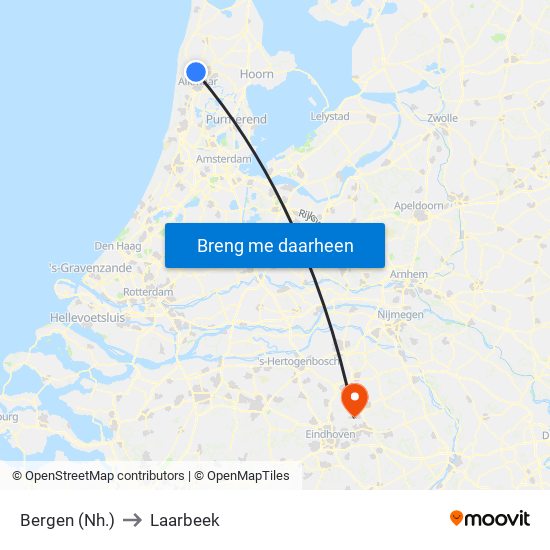 Bergen (Nh.) to Laarbeek map