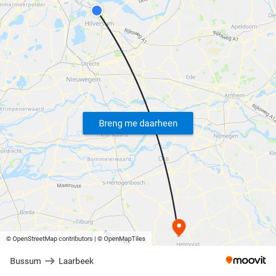 Bussum to Laarbeek map