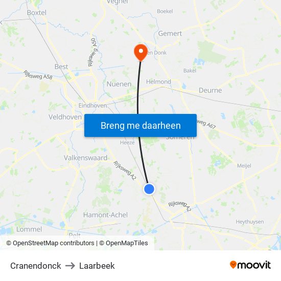 Cranendonck to Laarbeek map
